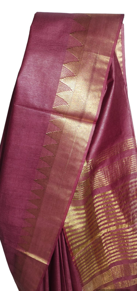 Temple Border Silk Blended Saree