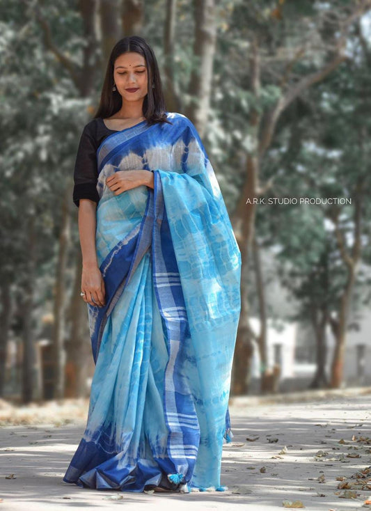 Handcrafted Shibori & Bandhani Technique Saree