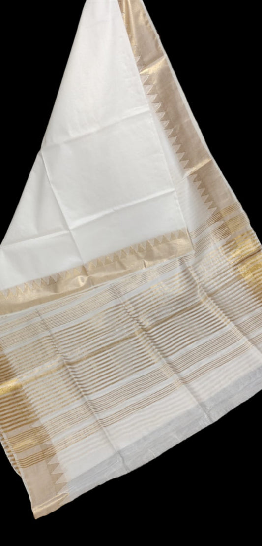 Temple Border Silk Blended Saree