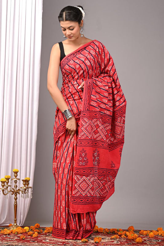 Hand Block Printing Saree with Miscellaneous Dyes