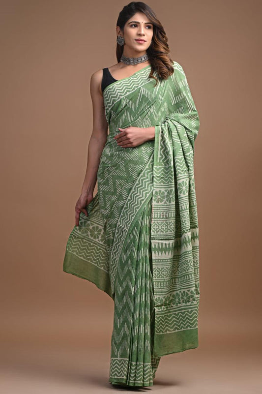 Hand Block Printing Saree with Miscellaneous Dyes